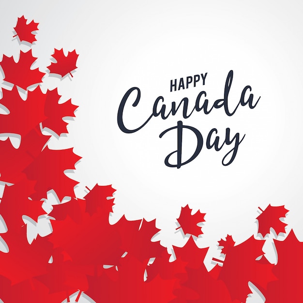 Modèle de vecteur de bonne fête du canada avec les feuilles d&#39;érable
