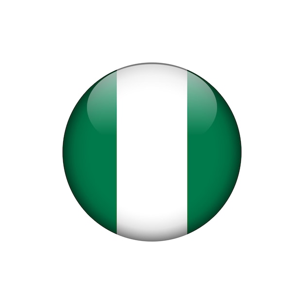 Modèle de vecteur de bouton de cercle de drapeau nigérian