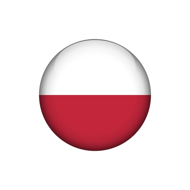 Modèle de vecteur de bouton cercle drapeau Pologne