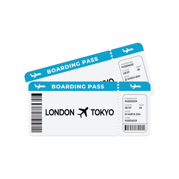 Modèle de vecteur de conception de la carte d'embarquement des billets d'avion