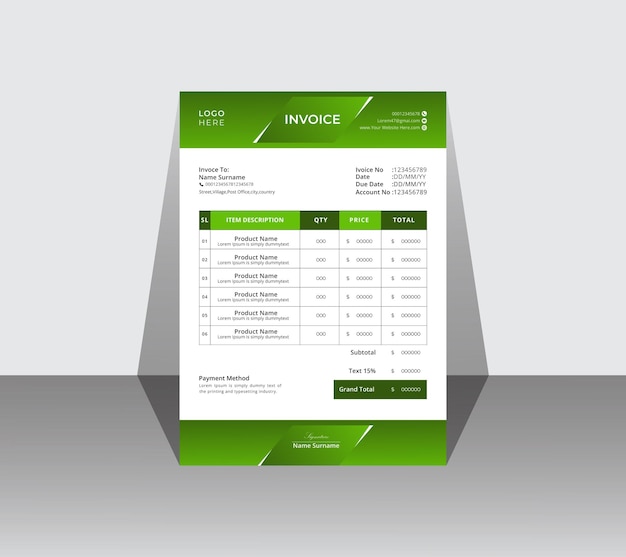 Modèle de vecteur de conception de facture gratuit