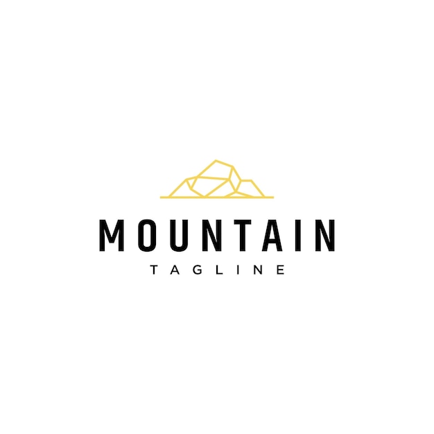 Vecteur modèle de vecteur de conception de logo d'art de ligne de montagne
