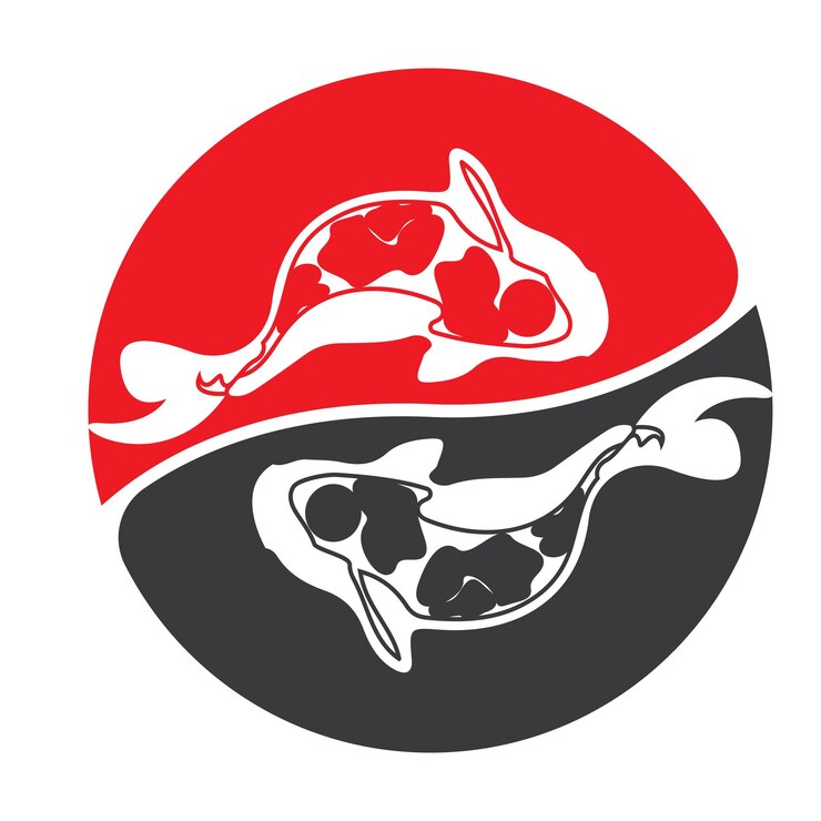 Modèle de vecteur de conception de logo de poisson Koi