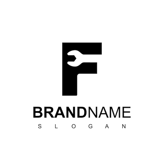 Modèle de vecteur de conception de logo de réparation lettre F isolé sur fond blanc