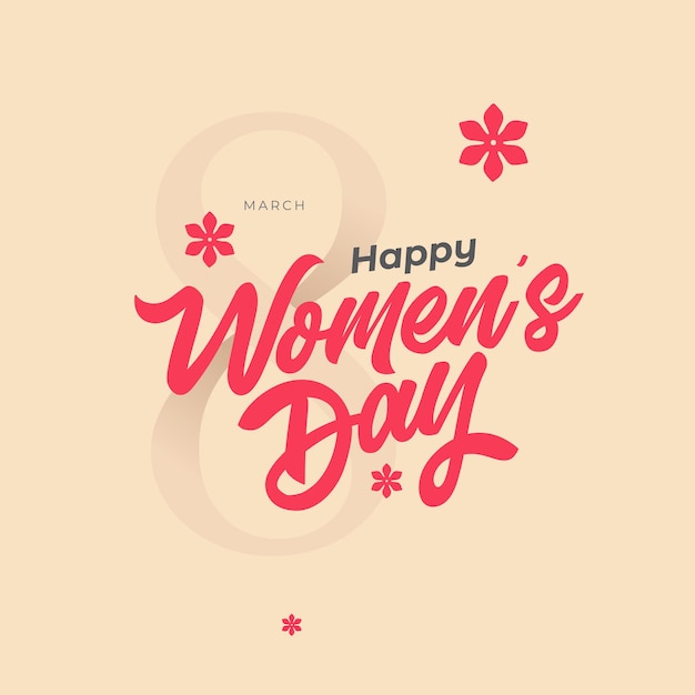 Modèle de vecteur de conception de typographie Happy Women's Day du 8 mars