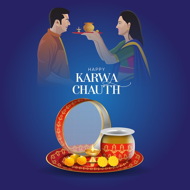 Modèle de vecteur de couple indien Karwa Chauth