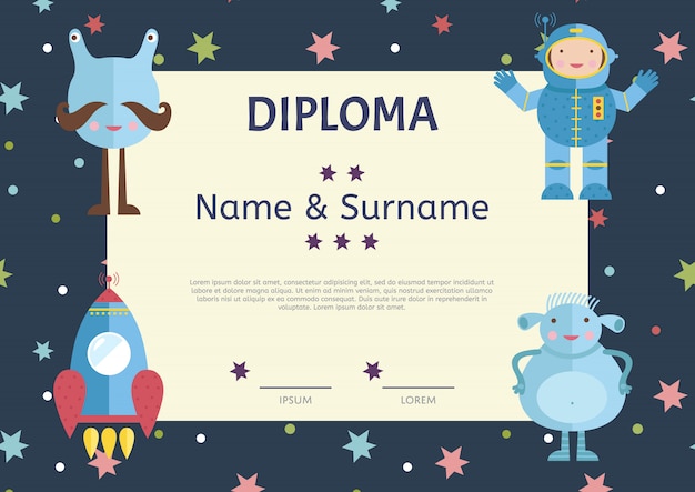 Modèle De Vecteur De Dessin Animé Diplôme