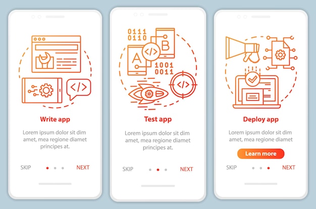 Modèle De Vecteur D'écran De Page D'application Mobile D'intégration De Développement D'applications