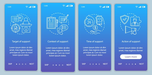 Modèle de vecteur d'écran de page d'application mobile d'intégration de licence sociale
