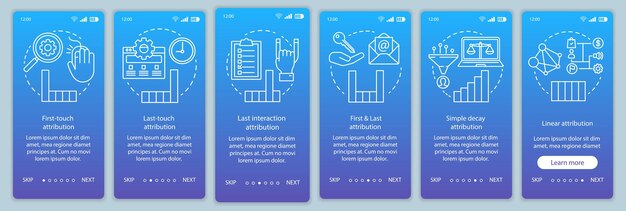 Modèle De Vecteur D'écran De Page D'application Mobile D'intégration Des Types De Modélisation D'attribution