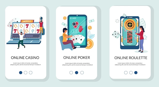 Modèle De Vecteur D'écrans D'intégration D'application Mobile De Casino En Ligne