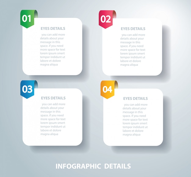 Modèle De Vecteur Graphique Info Carré Avec 4 Options