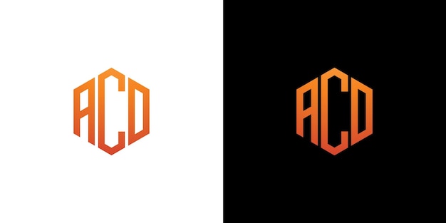 Modèle de vecteur d'icône de monogramme de polygone de conception de logo de lettre d'ACD ACO