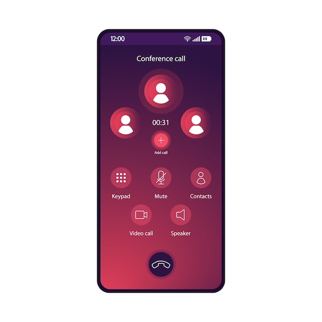 Modèle de vecteur d'interface de smartphone de conférence téléphonique