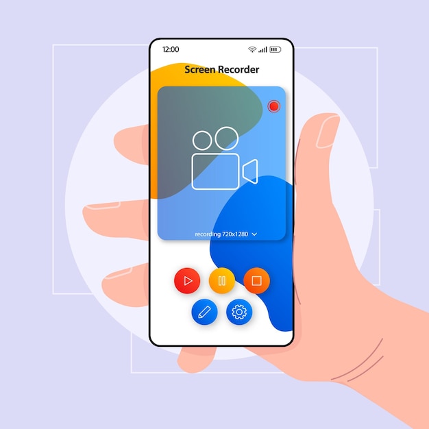 Modèle de vecteur d'interface smartphone enregistreur vidéo écran
