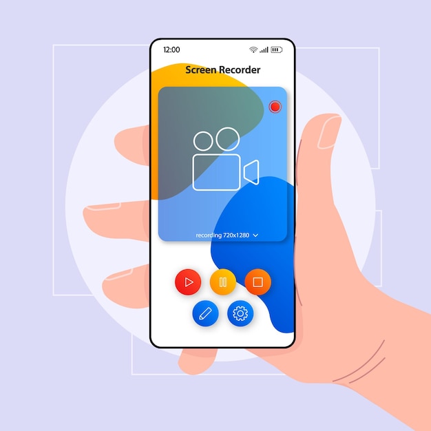 Modèle De Vecteur D'interface Smartphone Enregistreur Vidéo écran