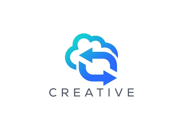 Modèle de vecteur de logo à flèche Modèle de nuage moderne abstrait avec échange