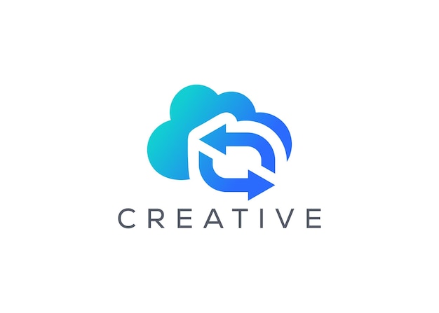 Modèle de vecteur de logo à flèche Modèle de nuage moderne abstrait avec échange