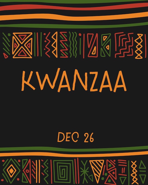Modèle de vecteur d'ornement tribal ethnique géométrique simple flyer Kwanzaa avec espace de copie