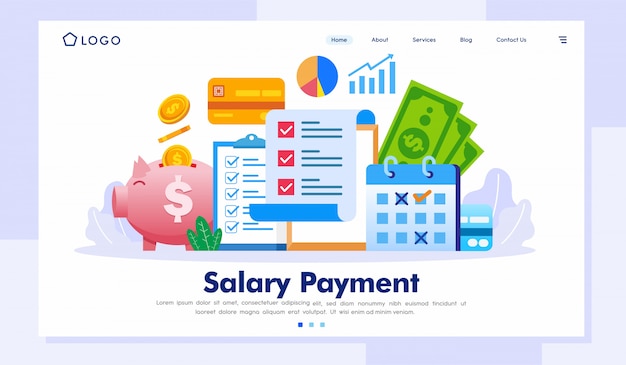 Modèle De Vecteur De Paiement Page Salaire Landing Illustration