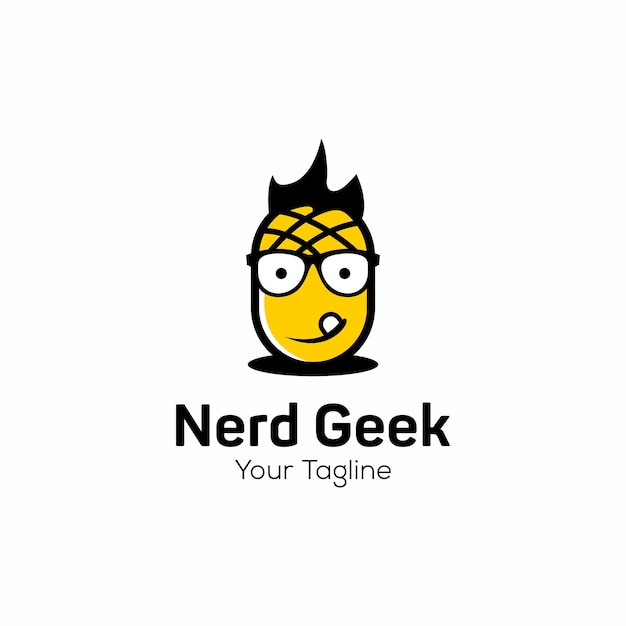 Vecteur modèle de vecteur de personnage de logo geek et nerd