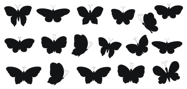 Modèle de vecteur premium fantaisie petit papillon Collections Silhouettes