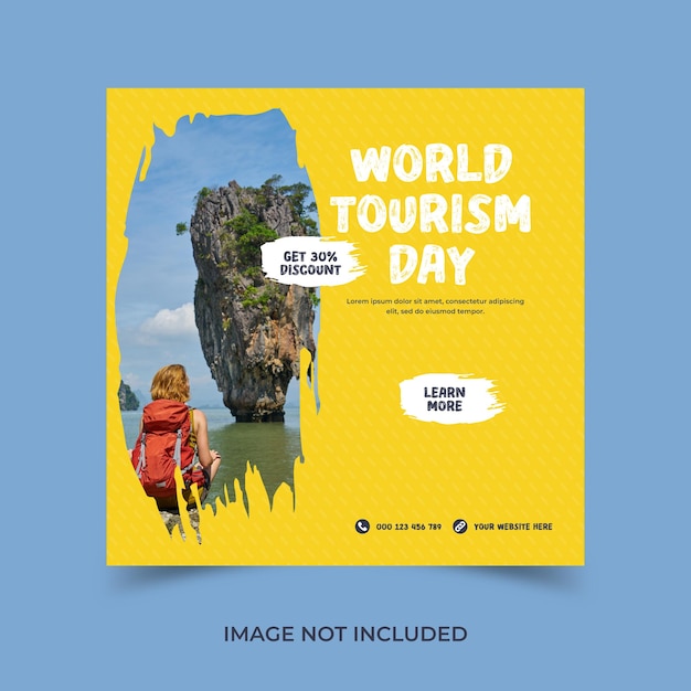 Modèle de vecteur premium Instagram de la journée mondiale du tourisme sur les médias sociaux