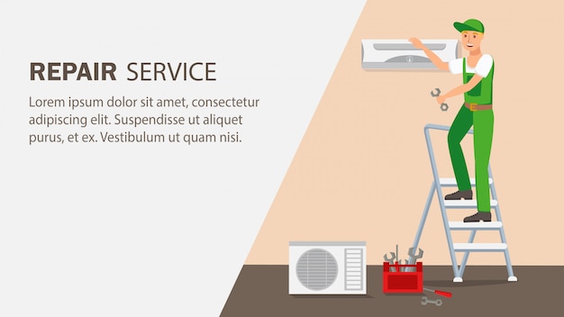 Modèle de vecteur de réparation service site bannière.