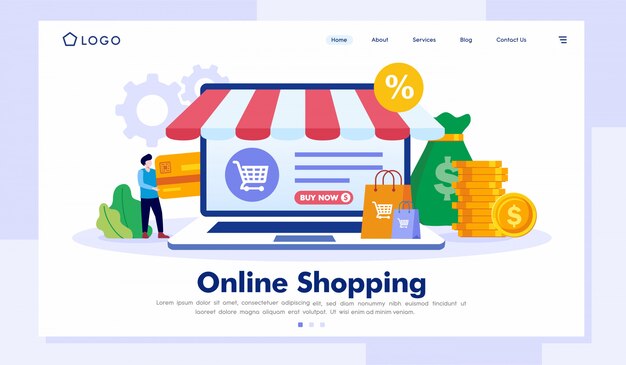 Modèle De Vecteur De Site Web Page De Destination Shopping En Ligne