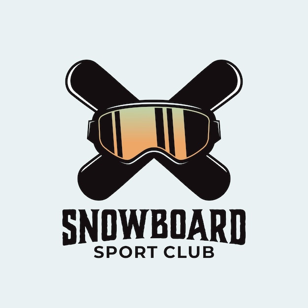 Modèle De Vecteur De Sport D'hiver Ski Snowboard. Illustration De Symbole D'aventure En Plein Air Extrême.