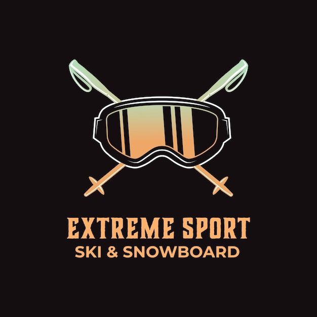 Modèle De Vecteur De Sport D'hiver Ski Snowboard. Illustration De Symbole D'aventure En Plein Air Extrême.