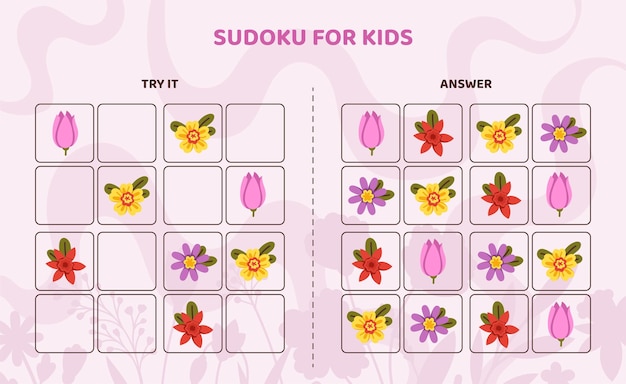 Vecteur modèle de vecteur de sudoku pour enfants