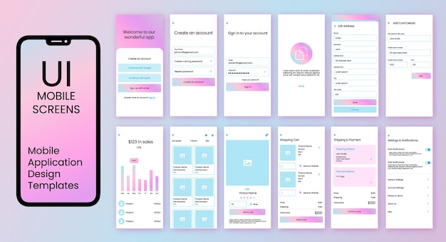 Modèle de vecteurs de conception d'interface utilisateur d'application mobile