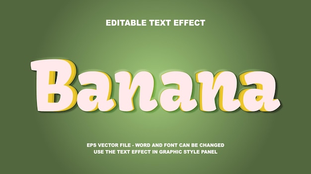 Modèle vectoriel 3D de banane à effet de texte modifiable