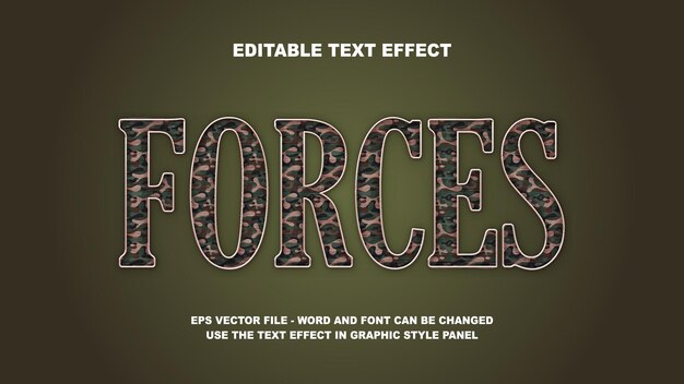 Vecteur modèle vectoriel 3d des forces d'effet de texte modifiables.
