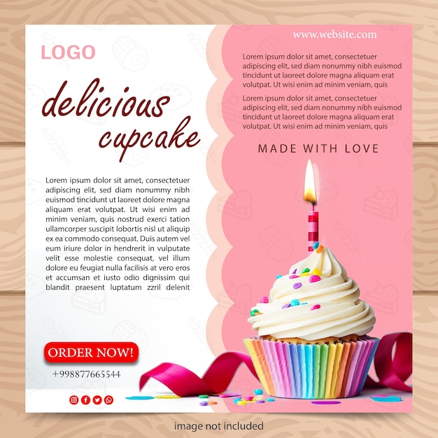 Vecteur modèle vectoriel d'affiche de boutique de gâteaux pour le marketing numérique