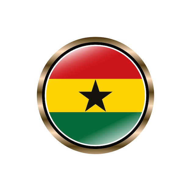 Vecteur modèle vectoriel de bouton de cercle de drapeau du ghana, création de logo de collection tendance