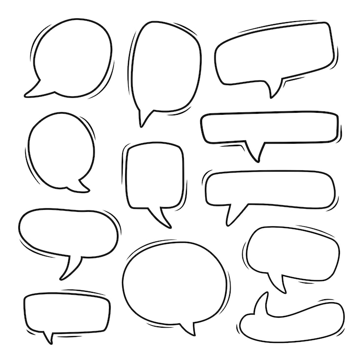 Vecteur modèle vectoriel de bulle de dialogue de bande dessinée dessiné à la main
