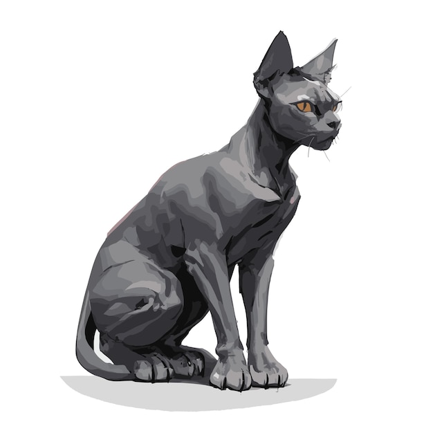 Vecteur modèle vectoriel de chat sphynx noir élégant illustration vectorielle modifiable d'un chat sophynx noir