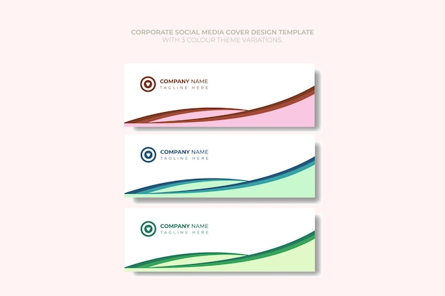 Vecteur modèle vectoriel de conception de couverture de médias sociaux d'entreprise avec 3 variantes de thème de couleur