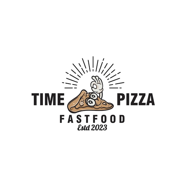 Modèle Vectoriel De Conception Du Logo De La Mascotte De La Pizza Et De La Restauration Rapide