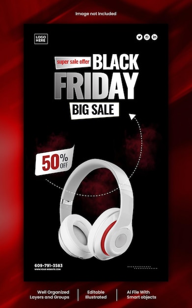 modèle vectoriel de conception d'histoires pour les médias sociaux du Black Friday