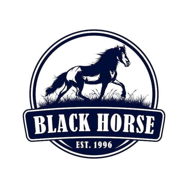 Modèle Vectoriel De Conception De Logo De Cheval Noir