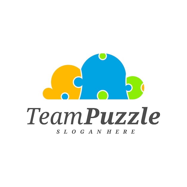 Modèle vectoriel de conception de logo Cloud Puzzle Étiquette vectorielle d'illustration de puzzle Concept de conception d'icône créative