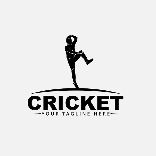 Modèle vectoriel de conception de logo de cricket