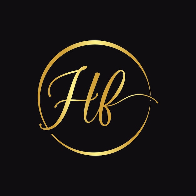 Modèle vectoriel de conception de logo HF Script Lettre de calligraphie initiale Illustration vectorielle HF