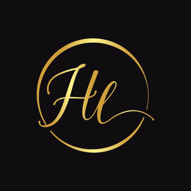 Modèle vectoriel de conception de logo HL Script Lettre de calligraphie initiale Illustration vectorielle HL