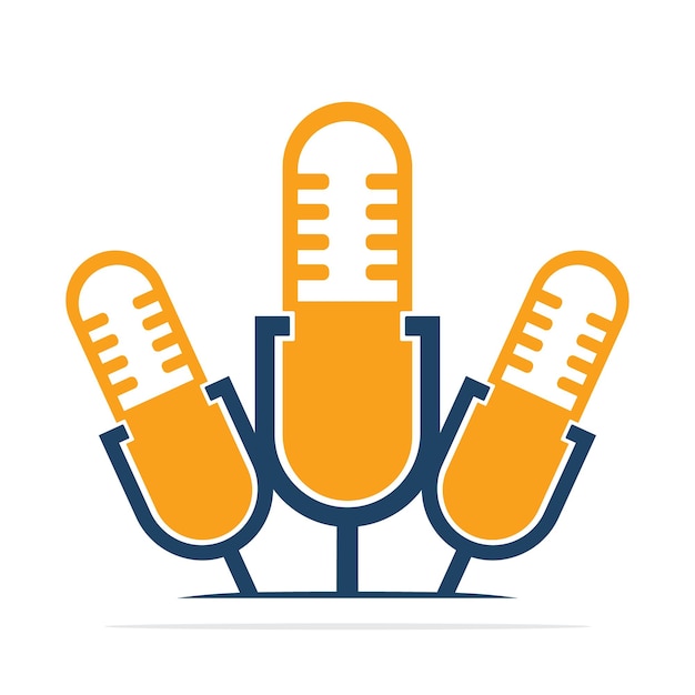 Modèle vectoriel de conception de logo d'icône de microphone Concept de logo d'icône de podcast