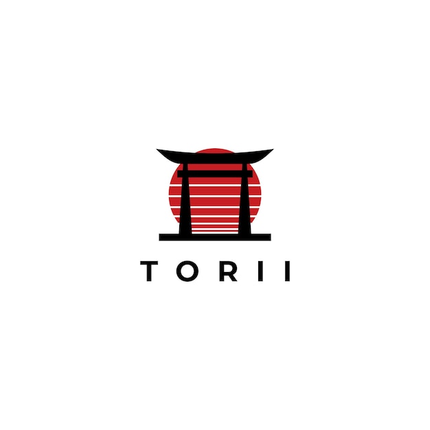 Modèle Vectoriel De Conception De Logo De Porte Torii Japonais