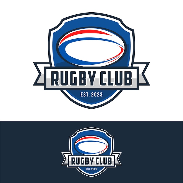 Modèle vectoriel de conception de logo de rugby Emblème du club de rugby